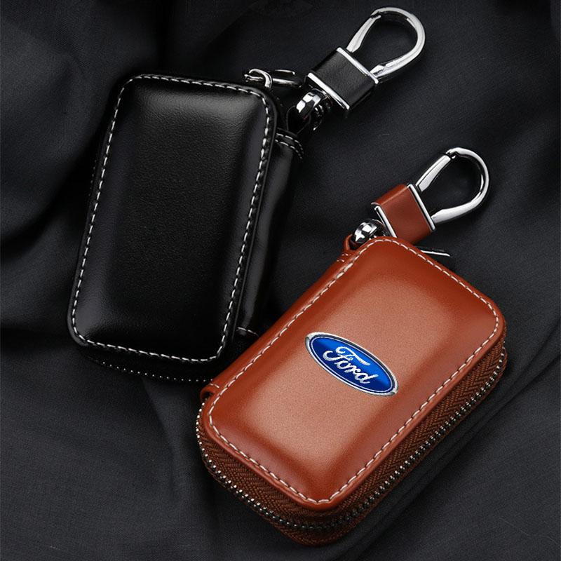 Чехлы для ключей автомобиля Мужской держатель для ключей Натуральная кожа Кошельки для ключей автомобиля Сумка Для Ford Focus Mondeo Kuga Fiesta MK7 Escort Explorer Edge 2 4 MK2 MK4