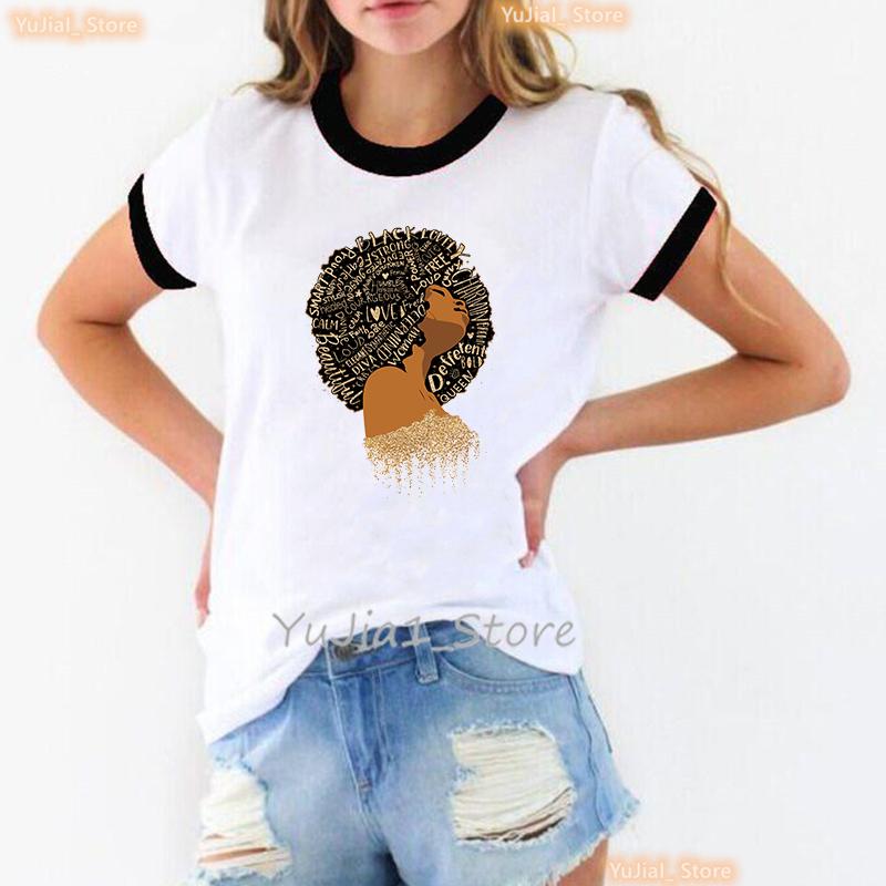 Винтажная черная женская футболка Pure African T Shirt Women Melanin Shirt Aesthetic Clothes Haut Femme Summer Tops White Female T-Shirt