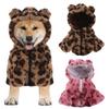 Pet Clothes Zipper Leopard Print Windproof Plush Puppy Two-legged Hoodie Thermal Coat Pet Outfits