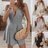 Женский двубортный блейзер-жилет, платье без рукавов с глубоким V-образным вырезом, мини-платье, лето