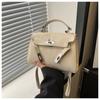 Fashionable Casual 2024 New Spring Retro Solid Color Lock Closure Minimalist Shoulder Tote Bag