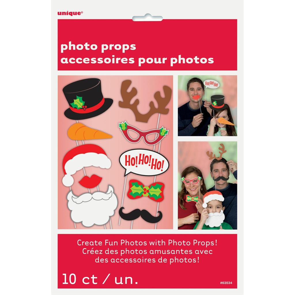 Unique Ho Ho Santa Claus Christmas Photobooth Props (Pack of 10)