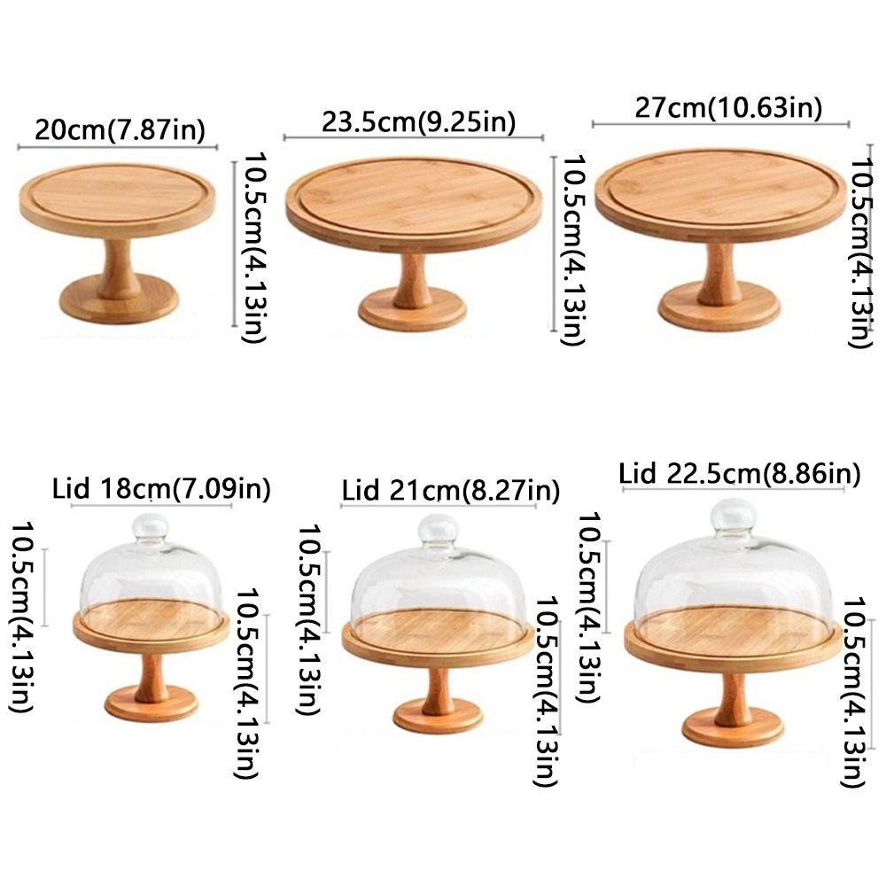 Transparent Wooden Cake Stand Glass Cover Cake Display Stand Cheese Stand Butter Box Afternoon Tea