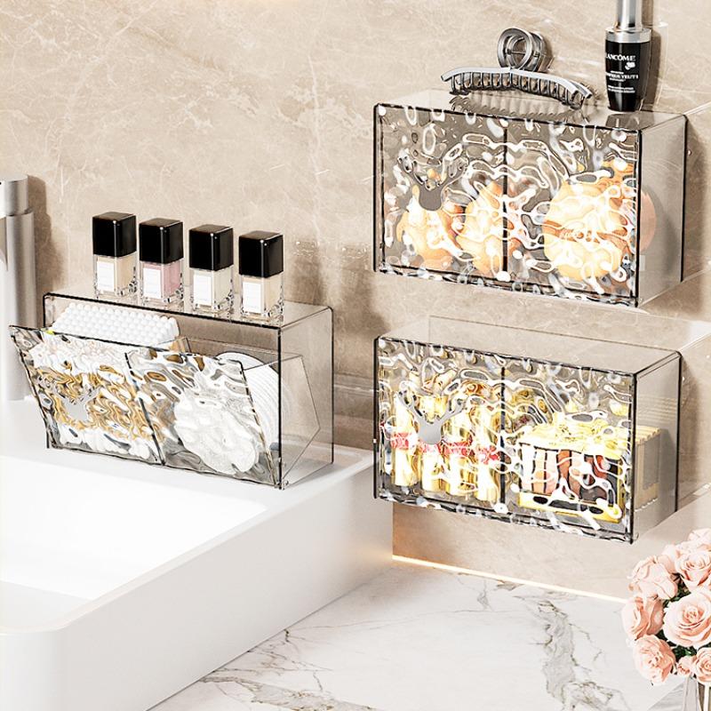 Коробка для хранения ватных дисков, бытовые аксессуары для ванной комнаты, портативный макияж, прозрачный настенный пылезащитный защитный ежедневный новый