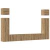 6 Piece Wall Mounted TV Cabinet Set Artisan Oak Effect Particleboard