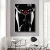 Sexy Woman Nude Posters and Prints Portrait Canvas Painting Red Rose Pictures Wall Art for Living Room Home Decor No Frame