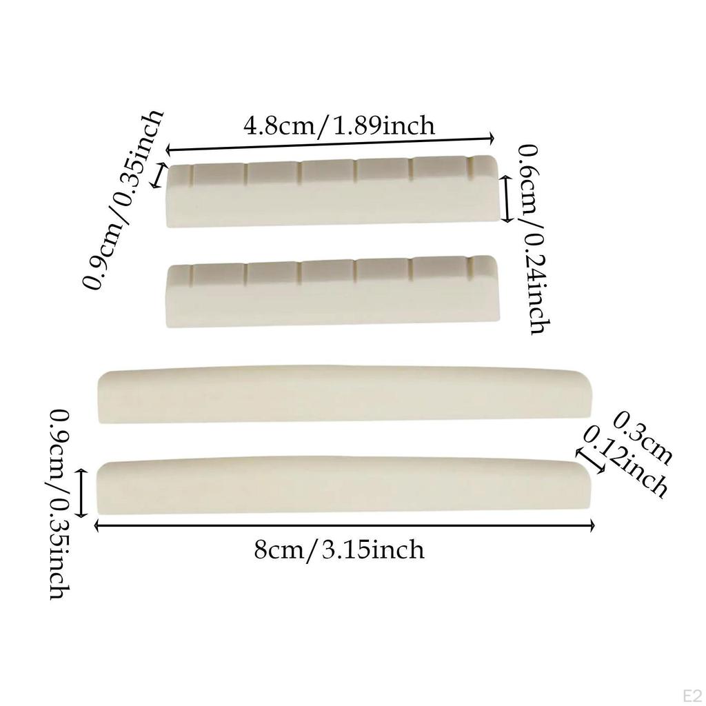 2Pcs Bridge Saddle Nut Set for 6 Strings Guitar Folk Classical