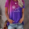 Women's New Dandelion Pattern Round Neck Printed Loose Women's Top Y2K Style T-shirt Casual Breathable Fresh Short Sleeves