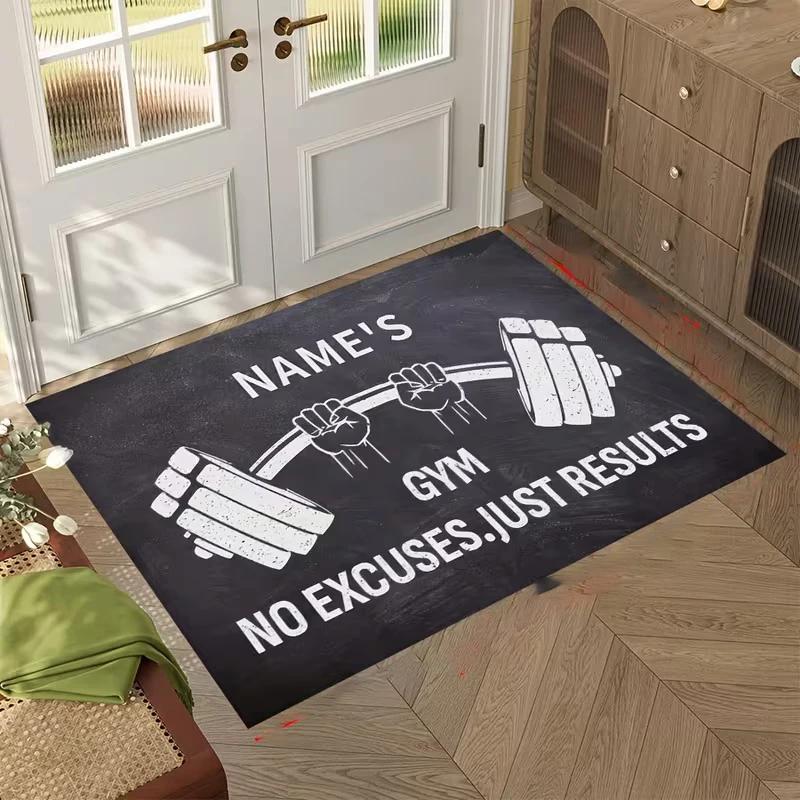 Dumbbell Fitness Equipment 3D Optical Illusion Doormat Flat Non-slip and Easy To Clean Perfect for Front Door Bedroom  Door Mat