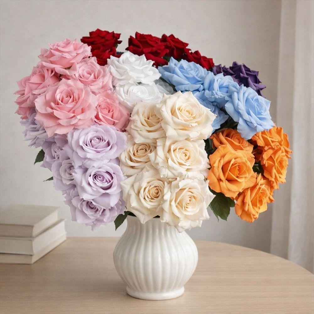 Silk Artificial Rose Flower 5 Heads Wedding Floral for Wedding and Festival Decoration