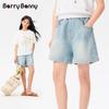 BARRY BANNY Girls' Colorful Flower Denim Bermuda Shorts