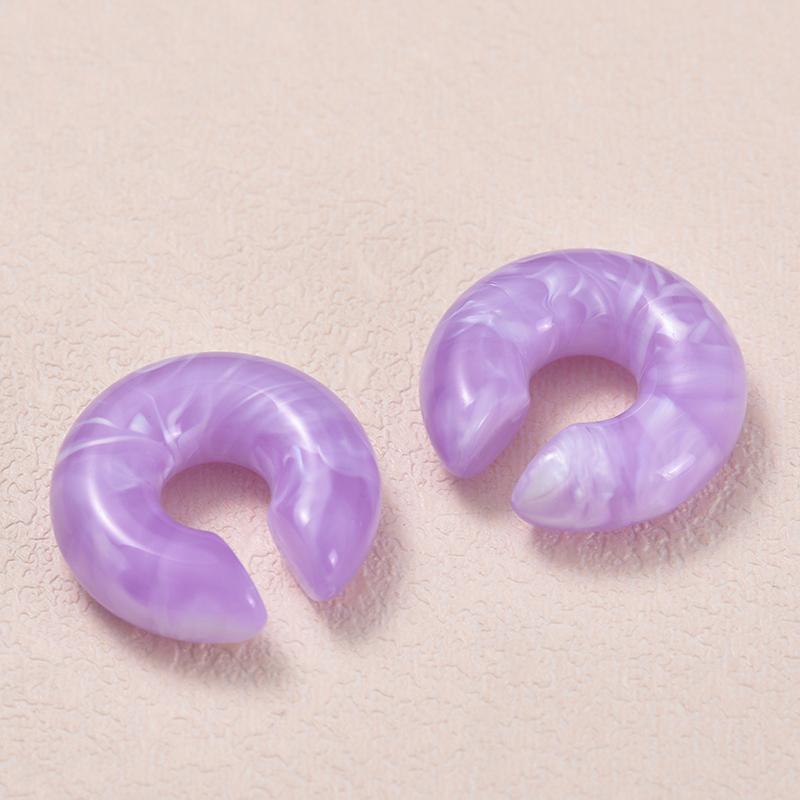 1 Pair Simple Smooth Circle Round Ear Clip On Earrings For Women C Shape Resin Without Piercing Fake Cartilage Ear Cuff Zircon