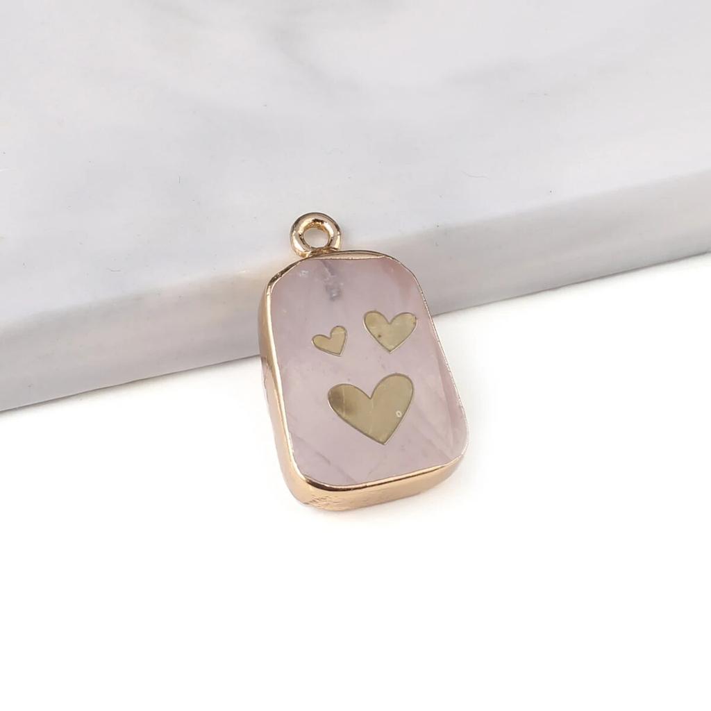 2pcs Stone Small Natrual Pendant Rose Quartzmalachite Cartoon Pendant For Jewelry Making Diy Earrings Bracelet Accessory