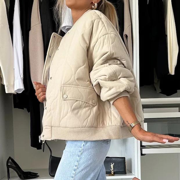 Женская бейсбольная куртка оверсайз с серебристыми пуговицами, повседневная верхняя одежда в стиле varsity