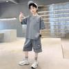 Детская одежда, Мальчики, Лето, Большие дети, Корейский стиль, Повседневный, Свободный, Крутой, Красивый костюм, Костюм-двойка