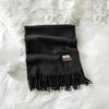 Soft Classic Wool Scarf Windproof Long Neckscarf with Tassel Cold-proof Solid Color Shawl  Outdoor