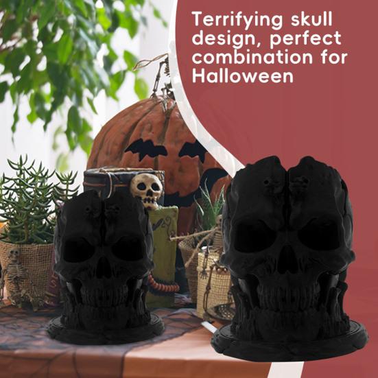 Подставка для ручек в виде черепа, маленькая, пластиковая, органайзер для кистей для макияжа в виде черепа, готический стакан для хранения на столе для дома, офиса, декор на Хэллоуин