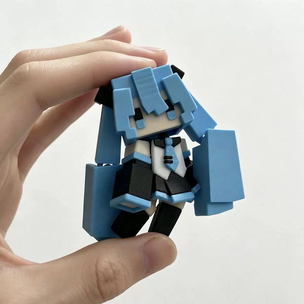 2027/3 шт. Набор фигурок Vocaloid Pixel Block Кубический Блок Настольный Коллекционный Орнамент Аниме ПВХ Статуэтка Художественный Стиль Игрушка Подарок
