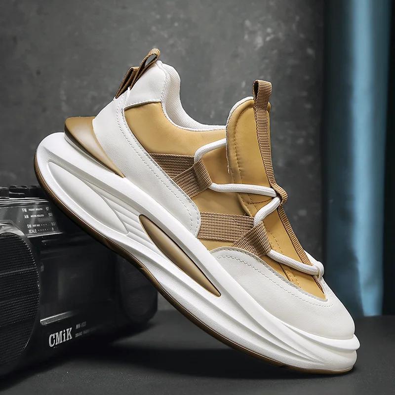 Мужские весенние новые дышащие легкие спортивные туфли на мягкой подошве, модные повседневные туфли на толстой подошве, увеличивающие рост