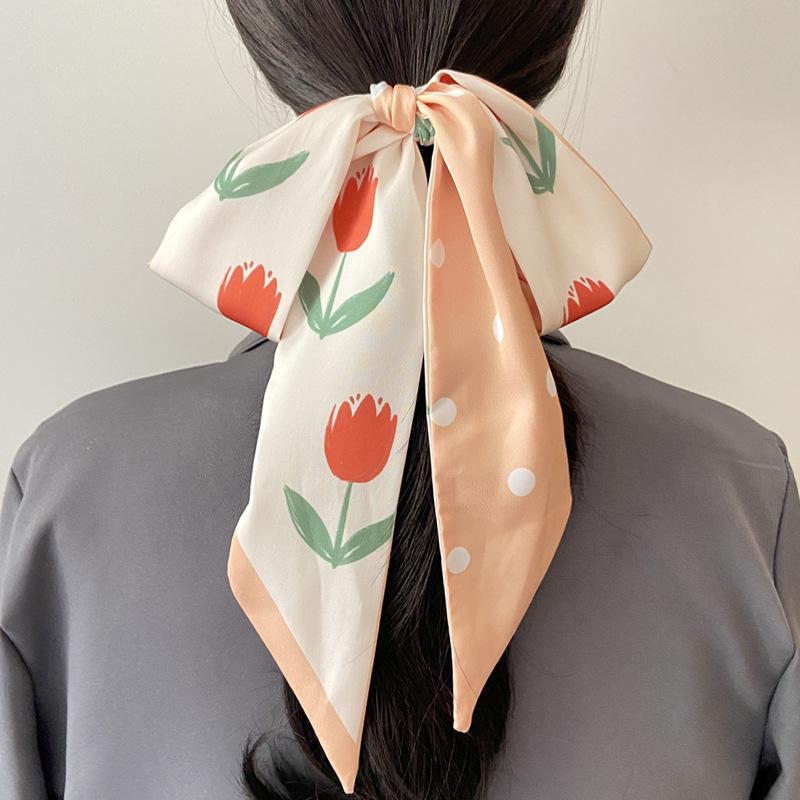 Classic French Silk Scarf: Retro Headband & Hair Ribbon for Women