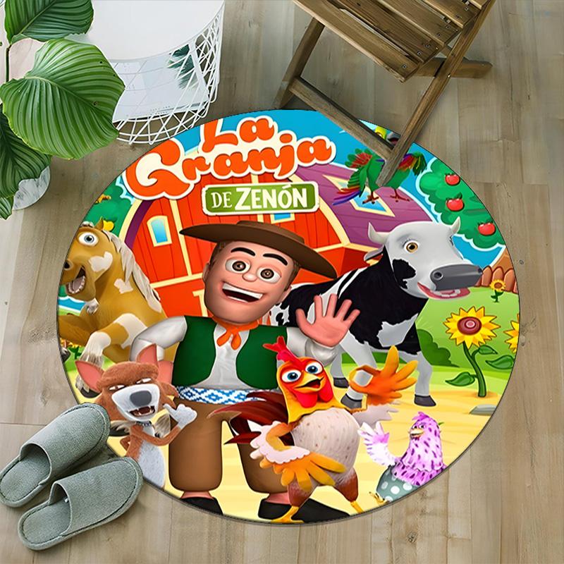 1pc La Granja de Zenon Print Round Carpet Chair Round Carpet Suitable for Bedroom Living Room Home Decorative Carpet