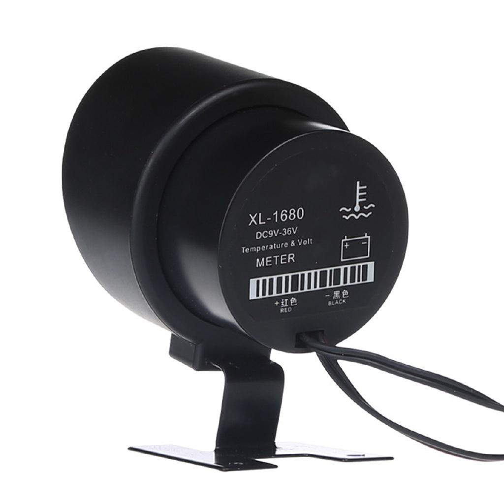 Круглый ЖК-цифровой автомобильный грузовой датчик температуры воды с датчиком температуры Температура + Вольтметр Вольт Метр напряжения