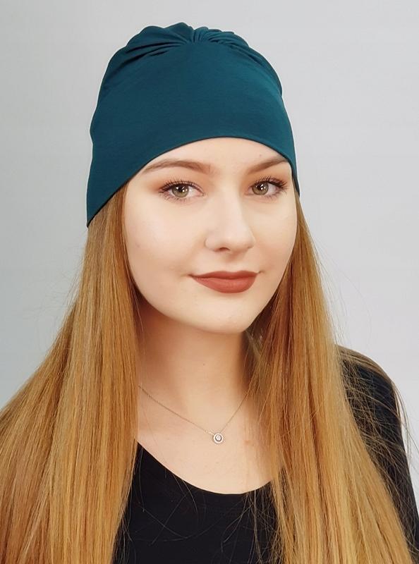 Turban Jasmina Butelkowa Zieleń Z Bambusa Marszczona Także Po Chemioterapii