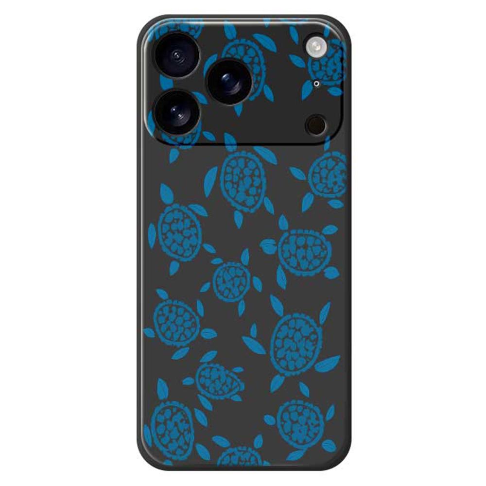 For iPhone 17 Pro Case Blue Turtle Pattern Printing Straight Edge TPU Phone Back Cover
