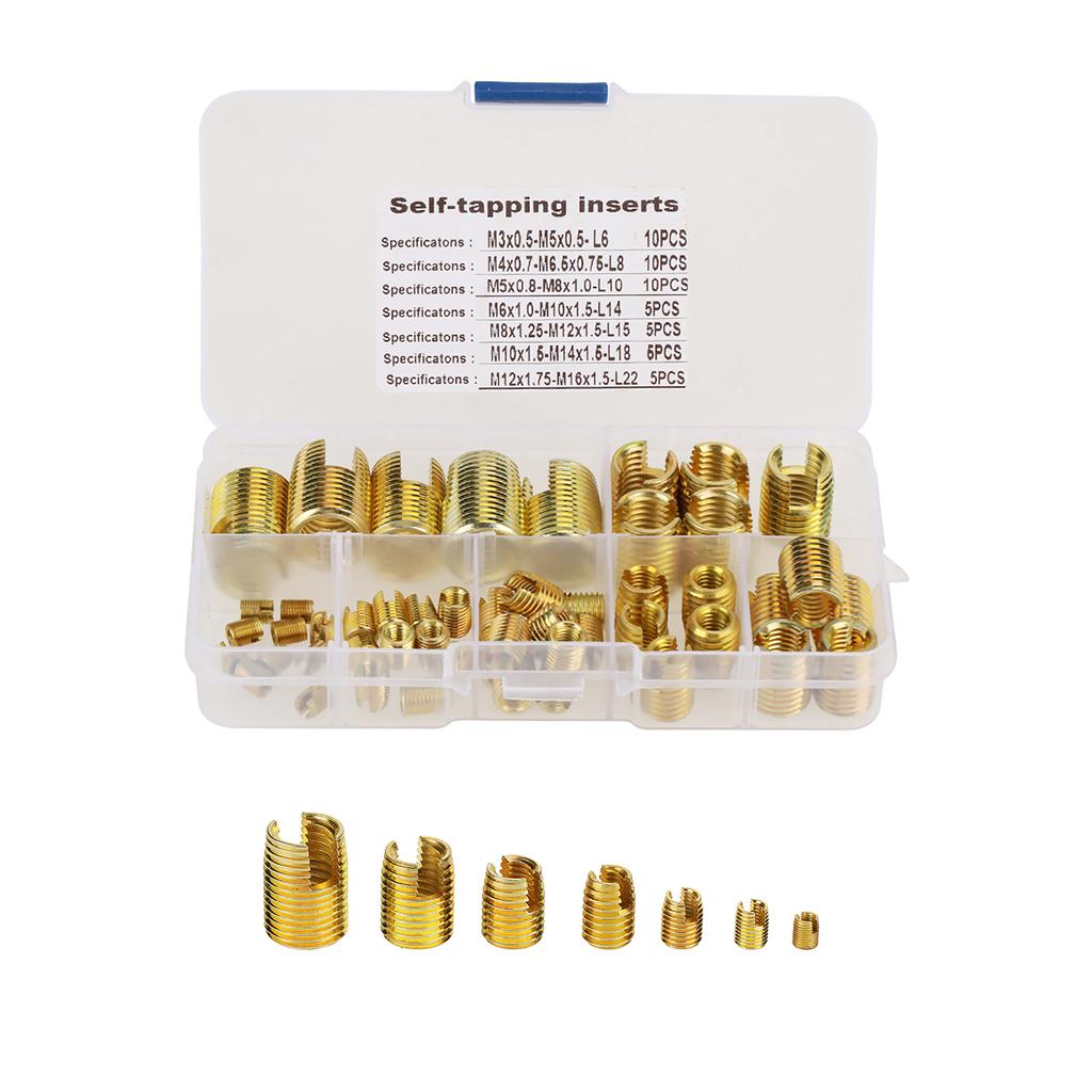 Self Tapping Insert Thread    Tool Nut Inserts with Great Strength and Stability for Metal and Plastics Processing Industry 50Pcs Brass Inserts C