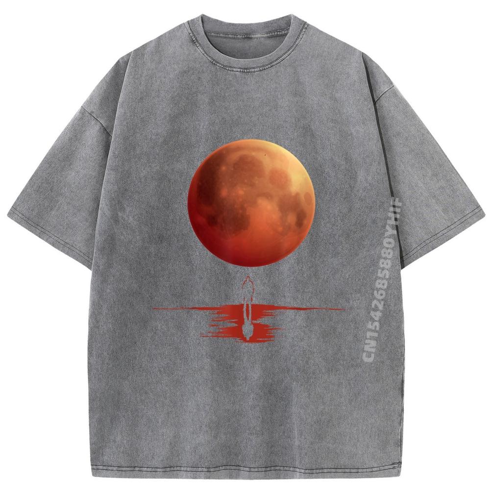 Total Lunar Eclipse 2025 March Red Moon Lunar Eclipse 2025 Plus Size Men Clothing Mans Comfortable Washed Tshirts
