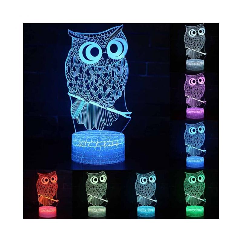 Touch Switch Table Desk Lamp Kid Fashion 3D Owl LED Night Light Bedroom Decor Xmas Gifts