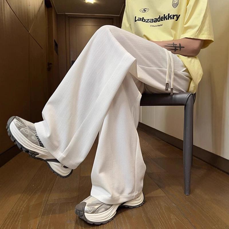 Универсальные мужские брюки на четыре сезона, струящиеся, широкие, модные, фактурные, удобные, свободного кроя