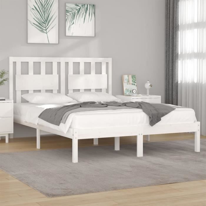 VidaXL Bed Frames White Solid Pine Wood 140x190 Cm 3103914