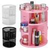 Multifunction 360 Rotating Makeup Organizer Bathroom Makeup DIY Adjustable Cosmetics Storage Box Vanity Shelf 