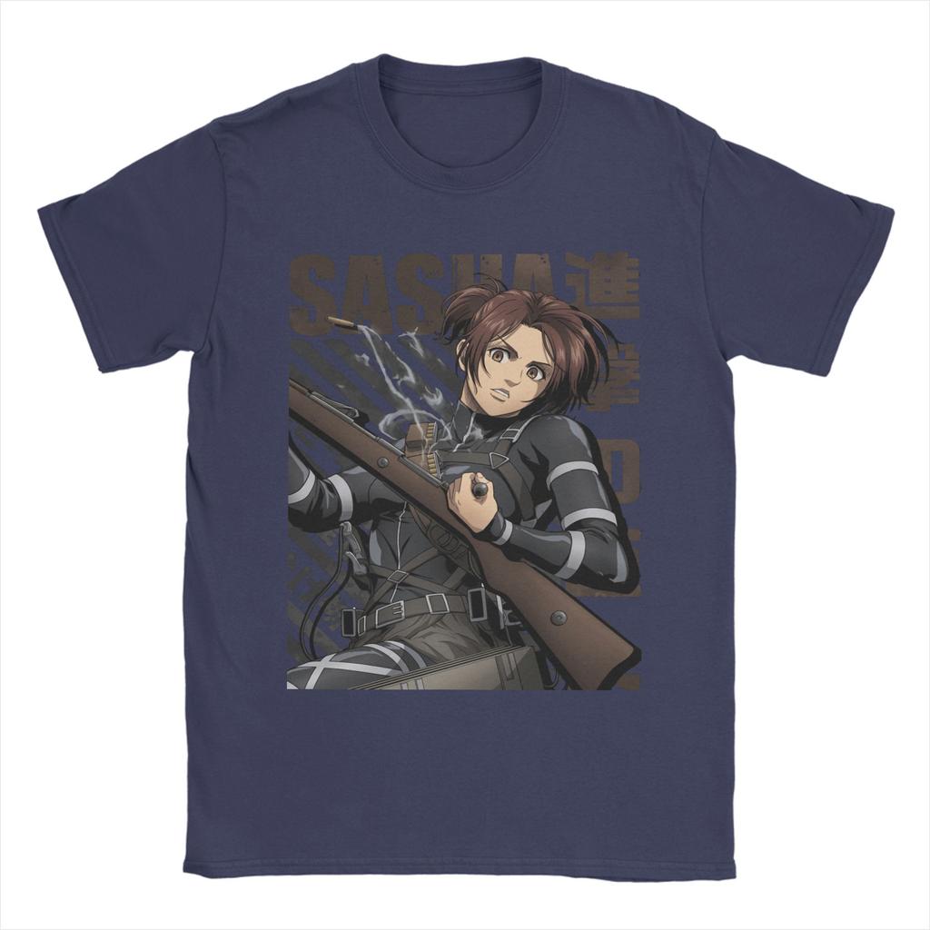 Новинка Shingeki no Kyojin Саша Атака Титанов Футболки для мужчин Круглый вырез Чистый хлопок Футболки AOT Футболки с коротким рукавом Новые топы