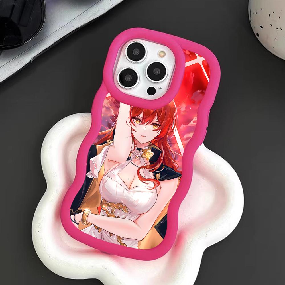 HSR Himeko Чехол для мобильного телефона из ТПУ с волнистым краем для iPhone 17 16 15 14 13 12 11 Air Pro Max Plus Цветная крышка