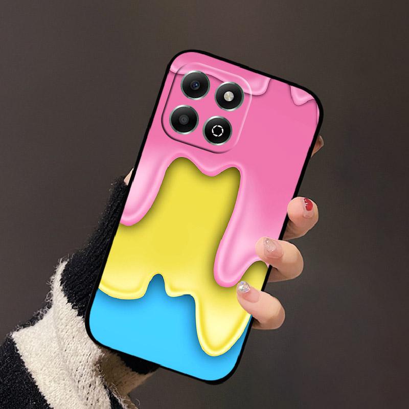 For Honor X6b 4G Case Fashion Cartoon Sweet Girl Cat Geometric Soft Silicone TPU Phone Cover For Honor X6b 4G Shockproof Shell