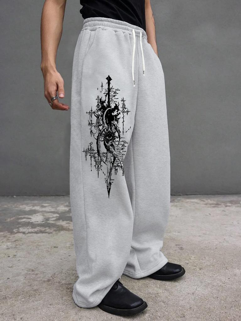 Мужские спортивные штаны с карманами и шнурком - Широкие штаны для отдыха, бега, тренировок, йоги, джоггеры