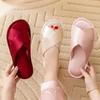 High-End Red Satin Bridal & Bridesmaids Robe Slippers - Couple's Festive Flip Flops