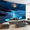 3D Fantasy Nature Sky Tapestry Stunningly Beautiful Moon Over Ocean Wall Hanging Landscape Wall Art Blanket for Bedroom
