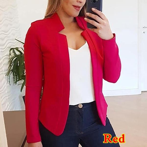 Трендовые модные женские пиджаки с длинными рукавами, однотонные офисные женские деловые костюмы, пальто больших размеров, женская одежда, 9 цветов