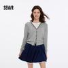 Semir Women's Autumn Contrast Faux Two-Piece Knit Pullover