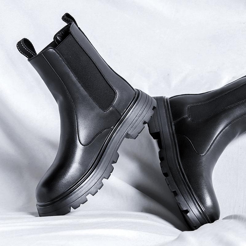 Мужские ботинки Челси Модная обувь Ботинки для отдыха на открытом воздухе без застежек Мужская обувь Удобные зимние ботинки ручной работы Зимние ботинки для мужчин Мотоциклетная обувь