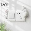 Cartoon Cat Switch Shield 3D Light Sticker, Decorative Resin Wall Plate Cover, Cute Animal Child Safe Cover Stickers, Peel And Stick decorations