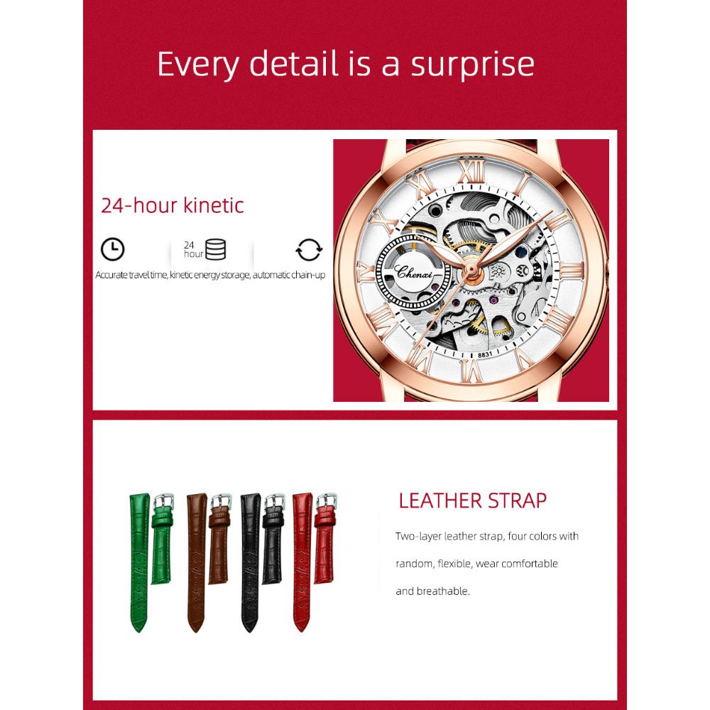 Chenxi Женские автоматические механические часы Топ Бренд Роскошные из нержавеющей стали Водонепроницаемые наручные часы