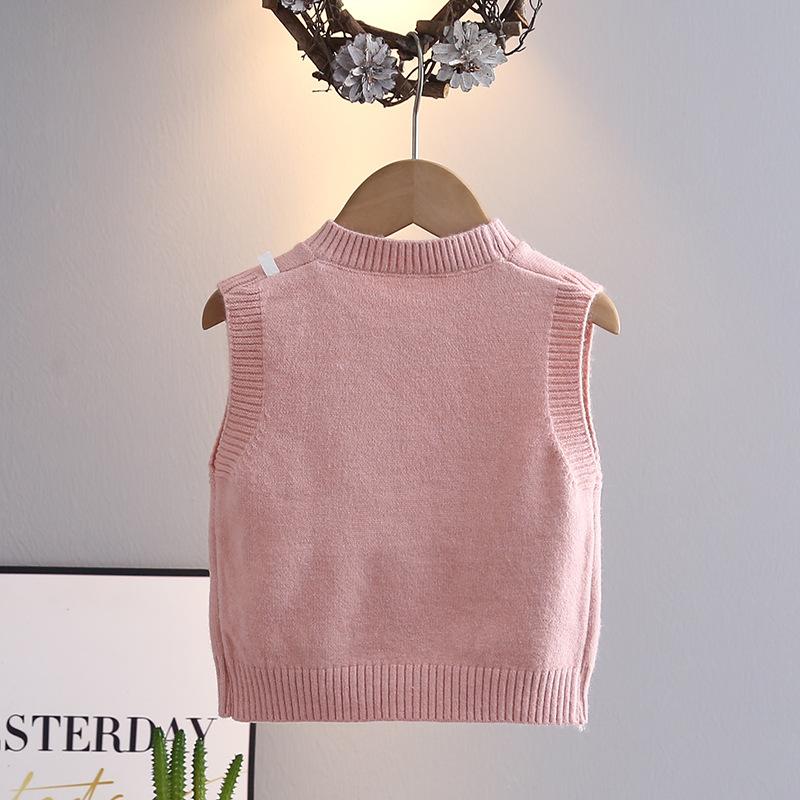 Вязаный жилет Жилет Милый кролик Девочка Пуловер Мультяшный Свитер без рукавов Топ