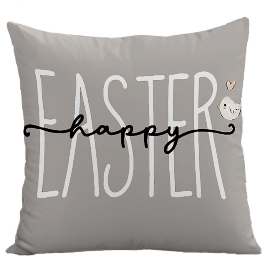 Плюшевая наволочка с принтом пасхального кролика и яиц - Праздничный чехол на диванную подушку