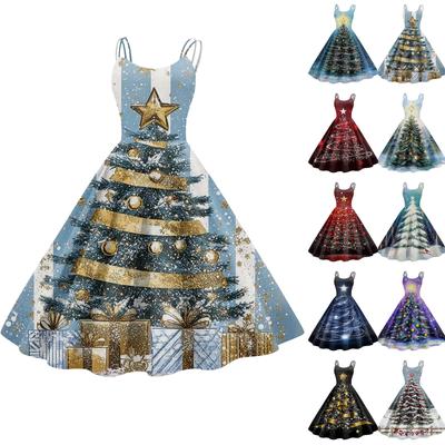 Женское модное сексуальное коктейльное платье без бретелек с рождественским принтом в стиле панк, винтажное платье.