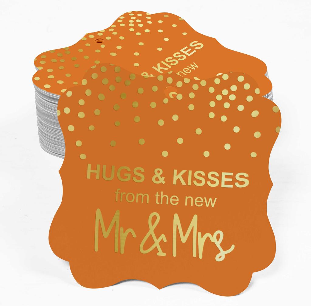 Inkdotpot Бирки для поцелуев и объятий с новой свадебной сувенирной скобой в форме подарочных бирок из настоящей золотой фольги для бонбоньерок