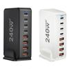 240 Вт настольное зарядное устройство GaN 8-портовая USB-зарядная станция Quick Charge 3.0 Type C PD быстрое зарядное устройство для iPhone15 14 13 для ноутбука планшета